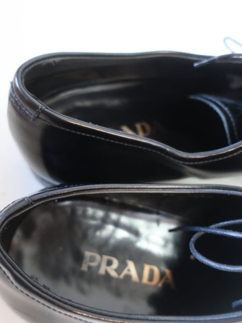 Mens Prada Black Leather Square Toe Oxford Lace Up Shoes Size 11 - Picture 9 of 12